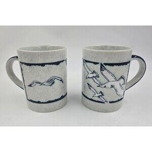 Vintage OTAGARI Seagull Bird Coffee Cup Mugs Speckled 12 oz Set of 2